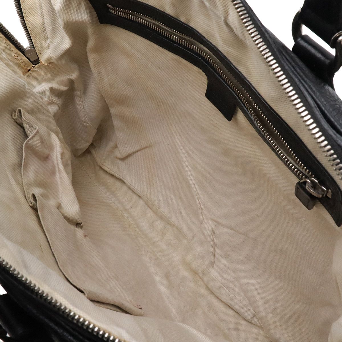 Gucci Interlocking Business Briefcase Documents Purse Leather Black Silver — view 6