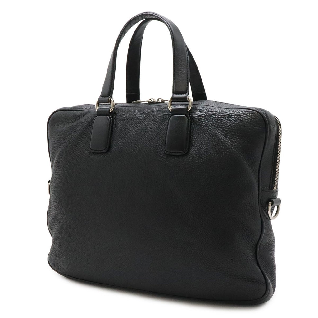 Gucci Interlocking Business Briefcase Documents Purse Leather Black Silver — view 2
