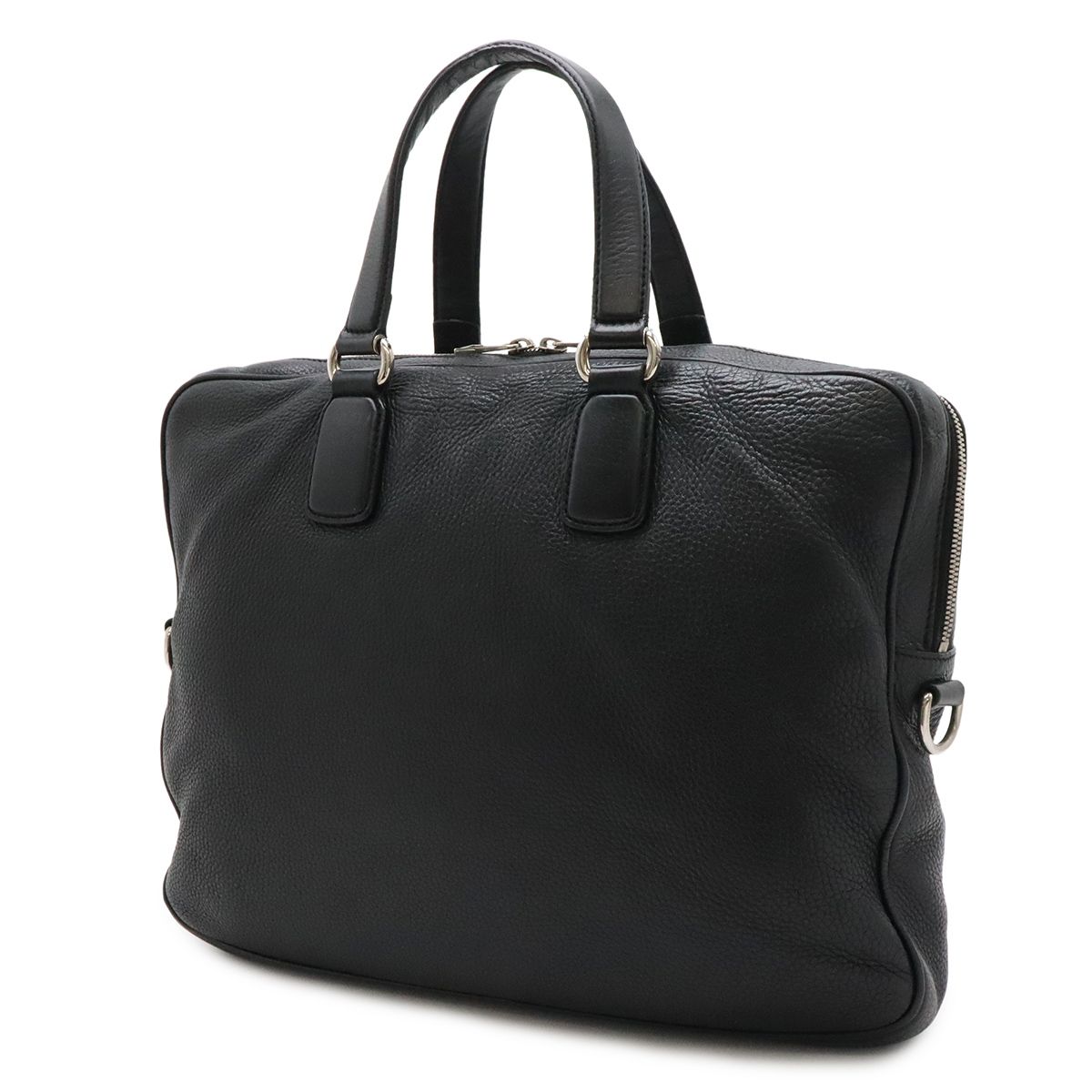 Gucci Interlocking Business Briefcase Documents Purse Leather Black Silver — view 2