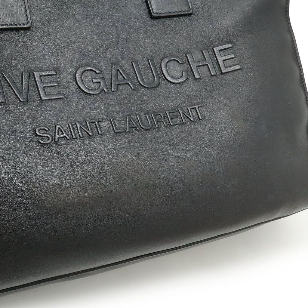 Saint Laurent Paris YSL Yves Rive Gauche Tote Shoulder Bag Leather Black — view 9