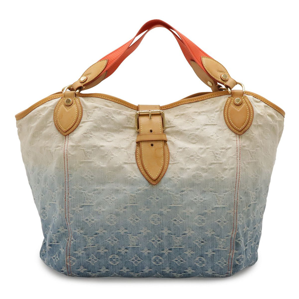Louis Vuitton Monogram Denim Sunbeam Gradient Tote Shoulder Bag Blue