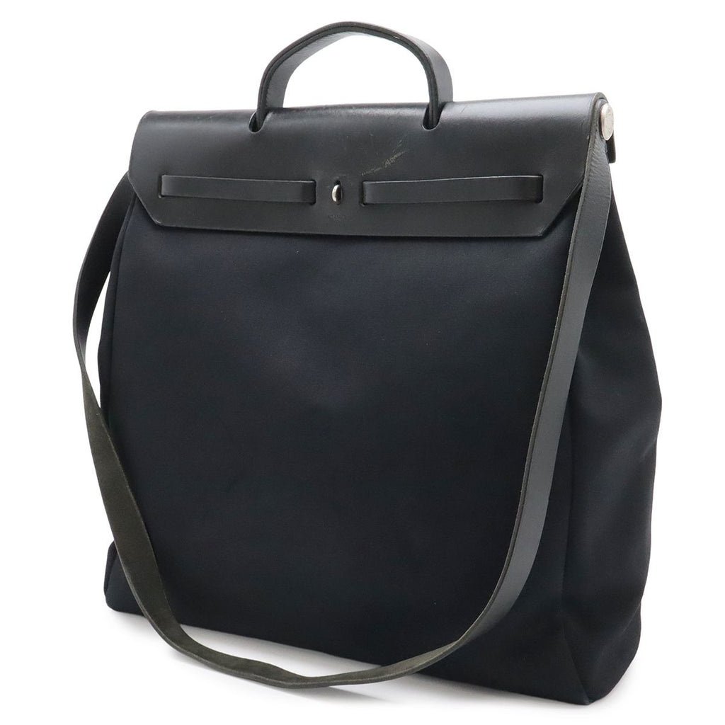 Hermes Herbag MM 2-Way Shoulder Bag Toile Officier Canvas Black — view 2
