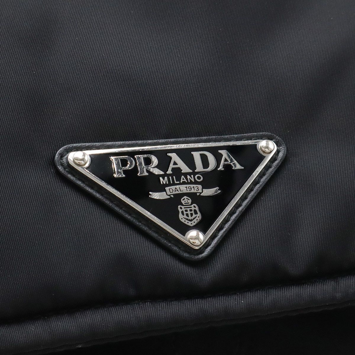 Prada Re-Nylon Triangle Padded Shoulder Bag Crossbody Leather Nero Black — view 5