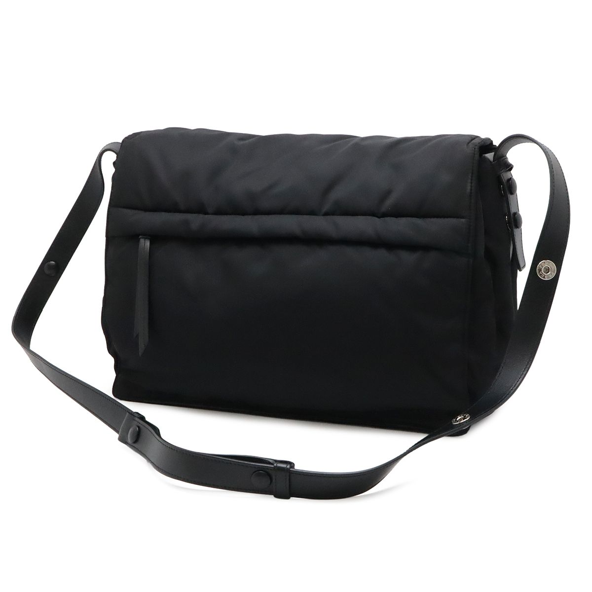 Prada Re-Nylon Triangle Padded Shoulder Bag Crossbody Leather Nero Black — view 2