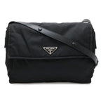 Prada Re-Nylon Triangle Padded Shoulder Bag Crossbody Leather Nero Black