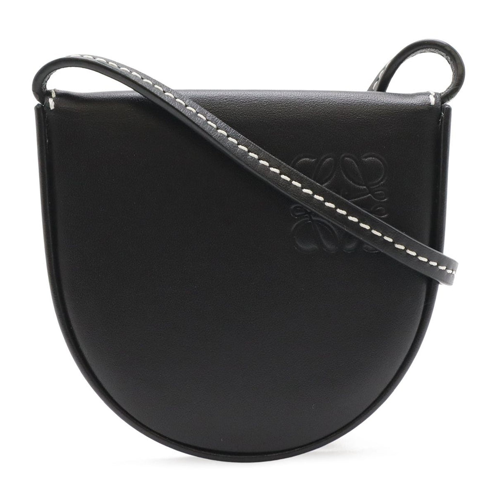 Loewe Anagram Heel Pouch Mini Shoulder Bag Pochette Calf Leather Black 109.54.15