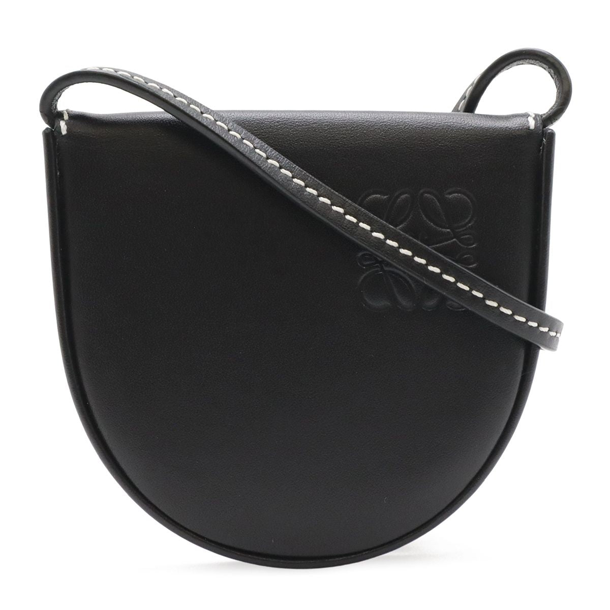 Loewe Anagram Heel Pouch Mini Shoulder Bag Pochette Calf Leather Black 109.54.15