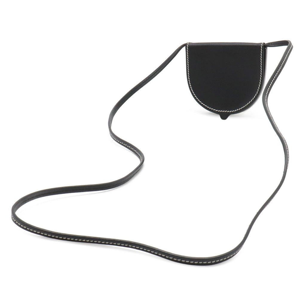 Loewe Anagram Heel Pouch Mini Shoulder Bag Pochette Calf Leather Black 109.54.15 — view 2