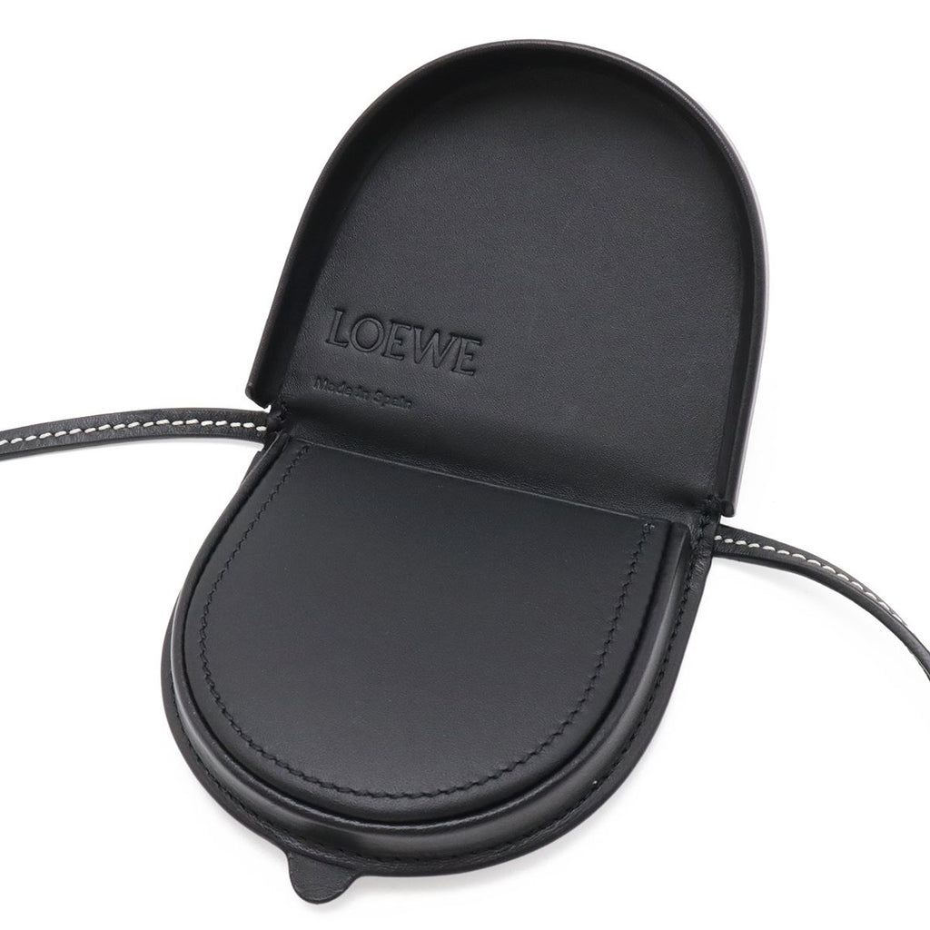 Loewe Anagram Heel Pouch Mini Shoulder Bag Pochette Calf Leather Black 109.54.15 — view 5