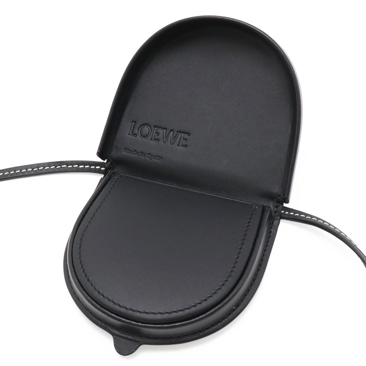 Loewe Anagram Heel Pouch Mini Shoulder Bag Pochette Calf Leather Black 109.54.15 — view 5