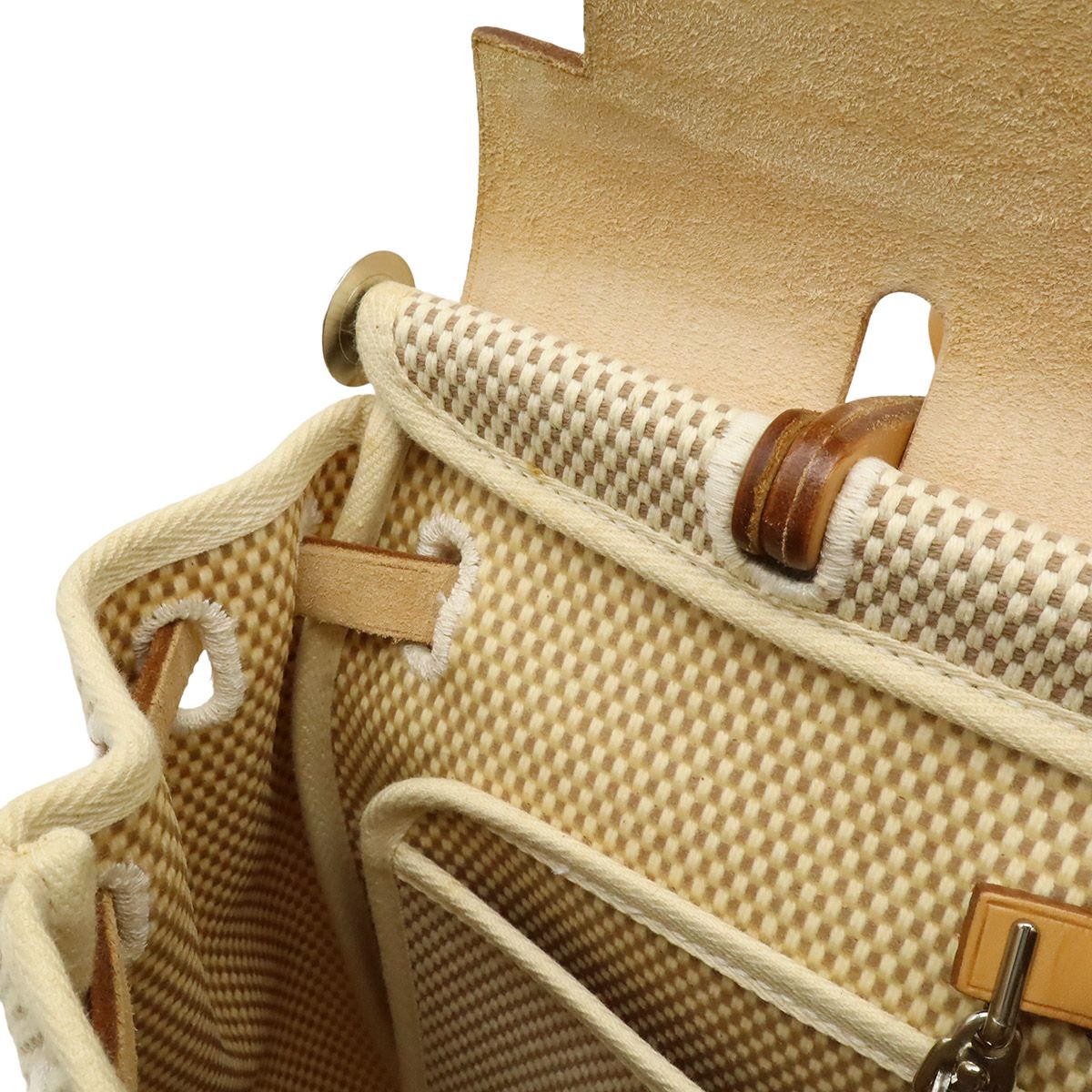 Hermes Herbag PM Handbag 2-Way Backpack Toile GM Leather Beige Black Light Brown — view 8