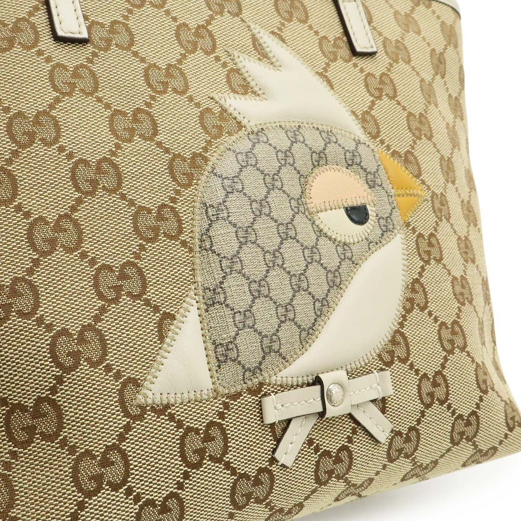 Gucci GG Canvas Children's Zoo Papagallo Parrot Bird Tote Khaki Beige Ivory — view 8