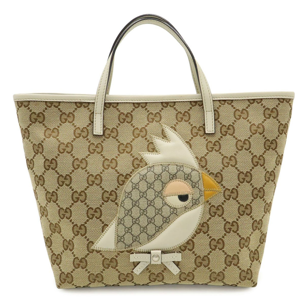 Gucci GG Canvas Children's Zoo Papagallo Parrot Bird Tote Khaki Beige Ivory