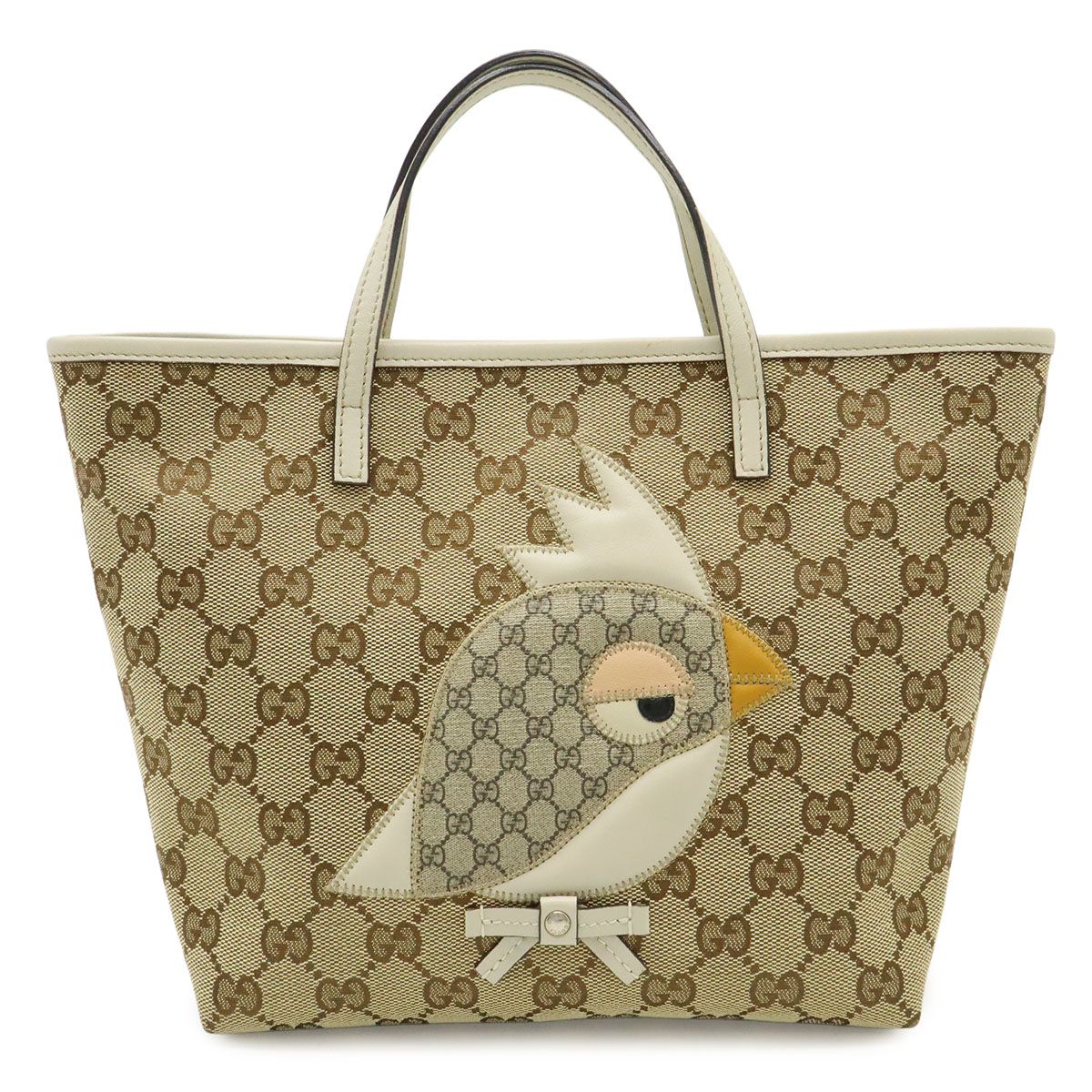Gucci GG Canvas Children's Zoo Papagallo Parrot Bird Tote Khaki Beige Ivory