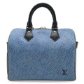 Louis Vuitton Epi Denim Speedy Bandouliere 25 Mini Boston Bag Blue Silver