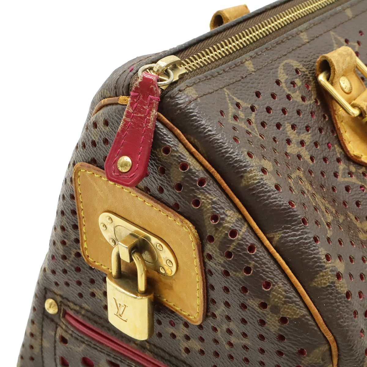 Louis Vuitton Monogram Perfo Speedy 30 Mini Boston Bag Fuchsia Pink — view 5