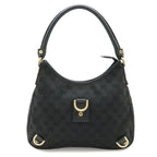Gucci Abbey GG Canvas Shoulder Bag Leather Black Gold