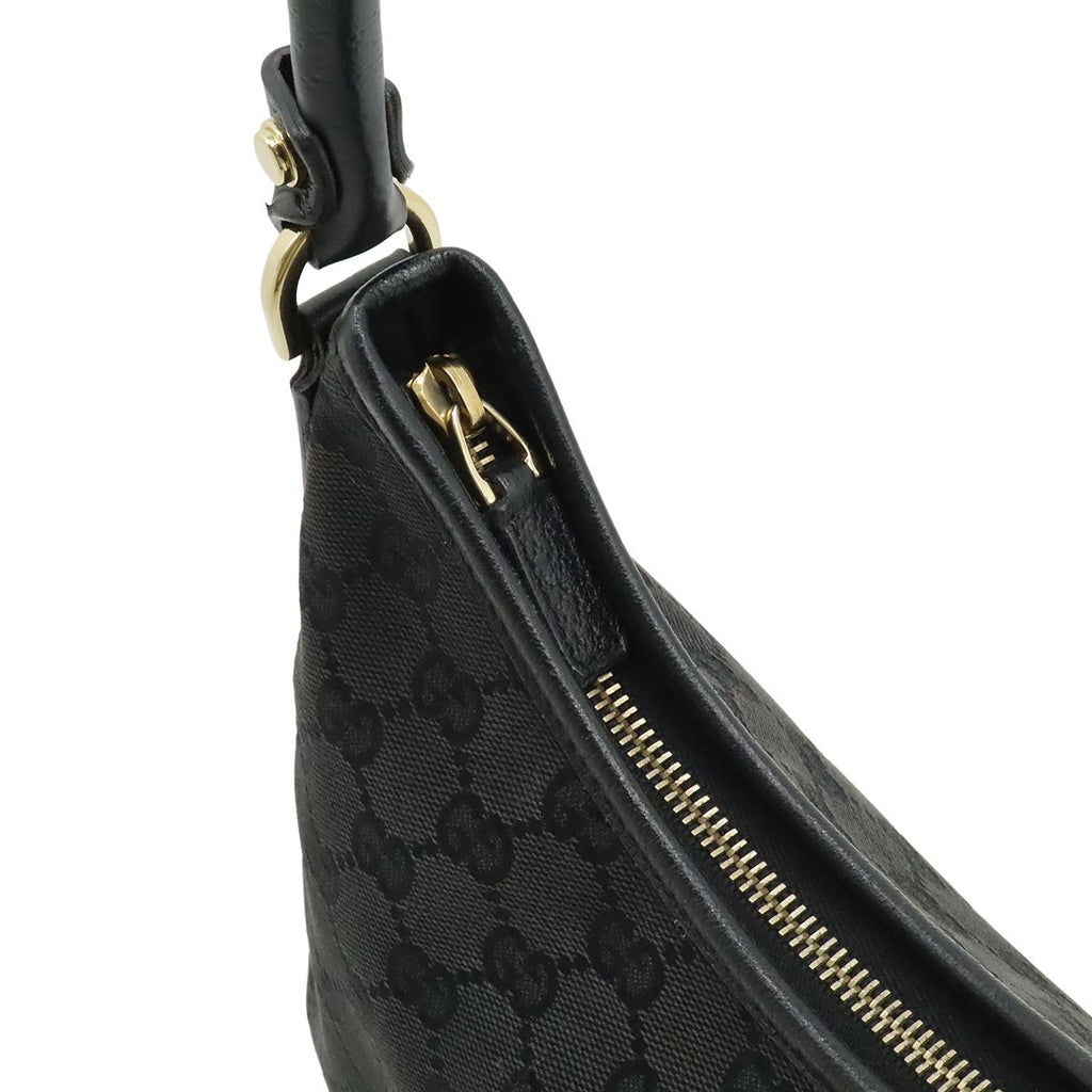 Gucci Abbey GG Canvas Shoulder Bag Leather Black Gold — view 5