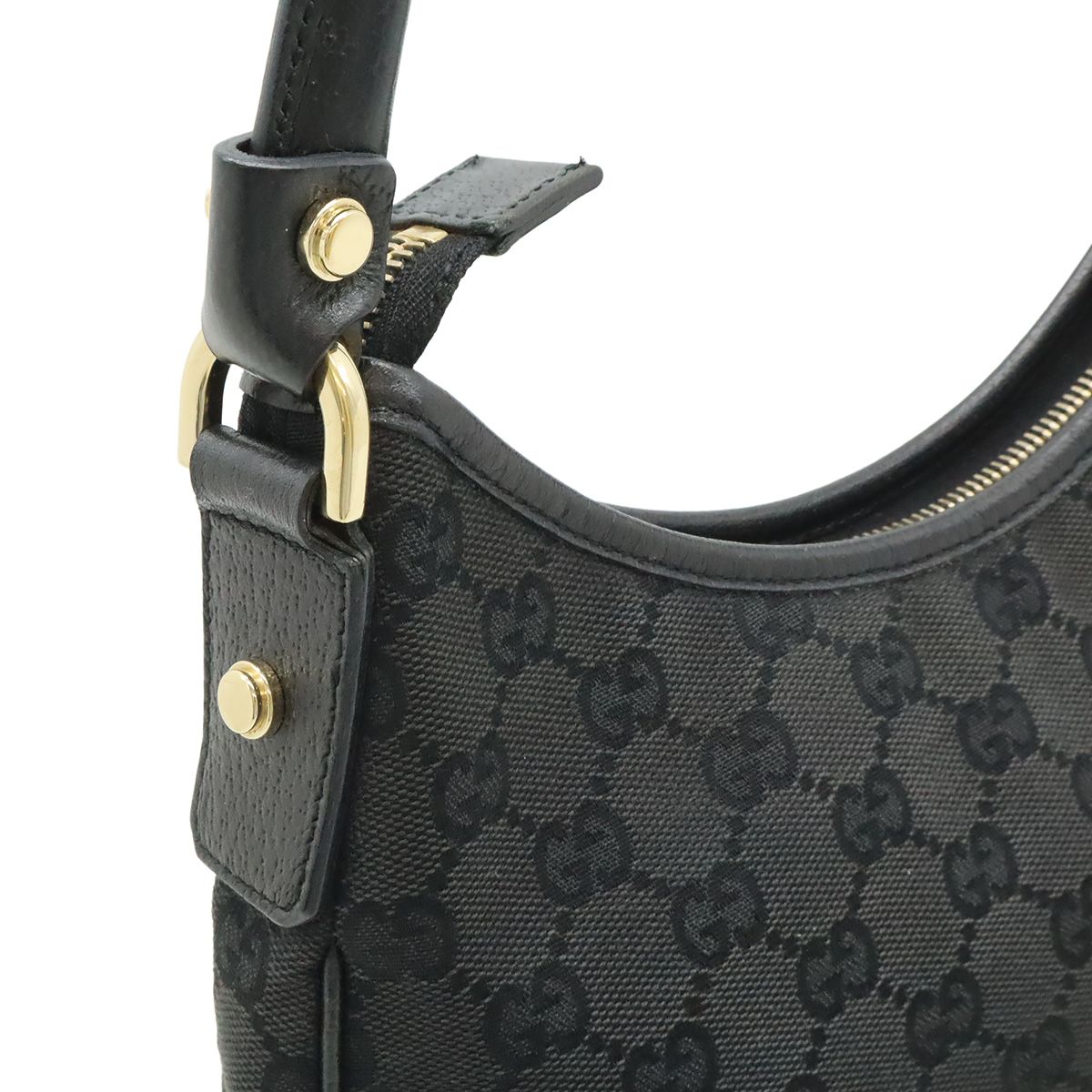 Gucci Abbey GG Canvas Shoulder Bag Leather Black Gold — view 7