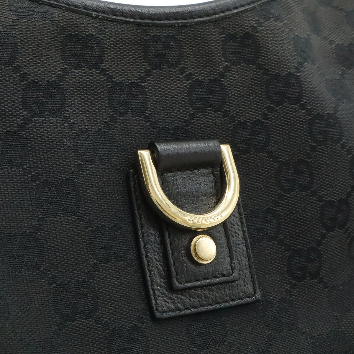 Gucci Abbey GG Canvas Shoulder Bag Leather Black Gold — view 8