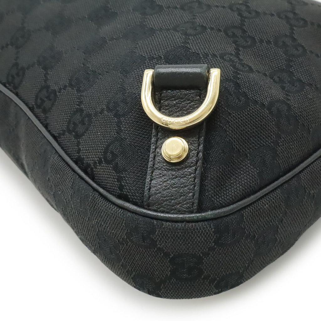 Gucci Abbey GG Canvas Shoulder Bag Leather Black Gold — view 3