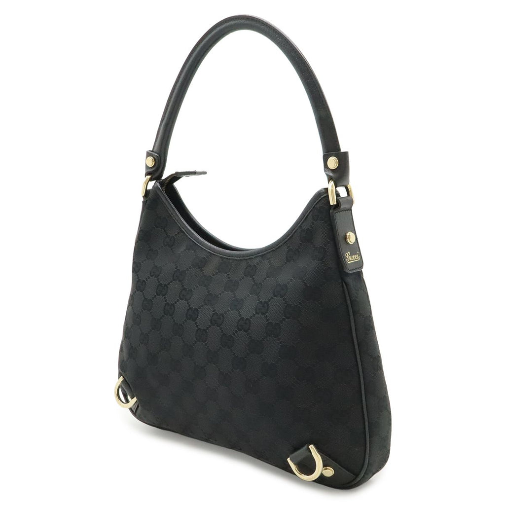 Gucci Abbey GG Canvas Shoulder Bag Leather Black Gold — view 2