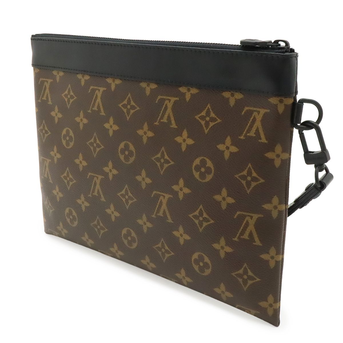 Louis Vuitton Monogram Macassar Pochette to Go Clutch Case Brown Black — view 2
