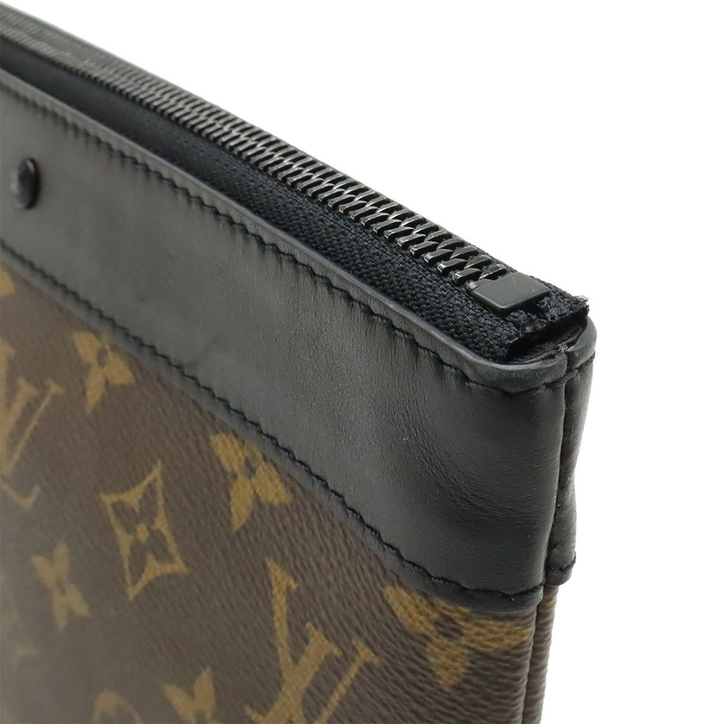 Louis Vuitton Monogram Macassar Pochette to Go Clutch Case Brown Black — view 7