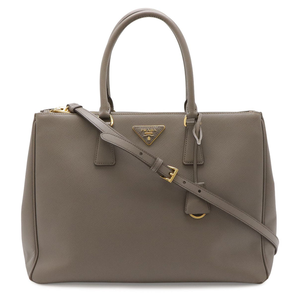 Prada Galleria 2-Way Shoulder Bag Crossbody Saffiano Leather Argilla Gray Ju