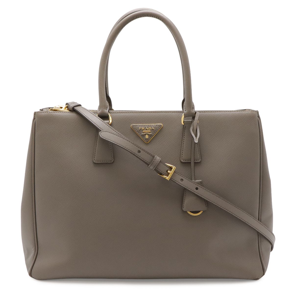 Prada Galleria 2-Way Shoulder Bag Crossbody Saffiano Leather Argilla Gray Ju