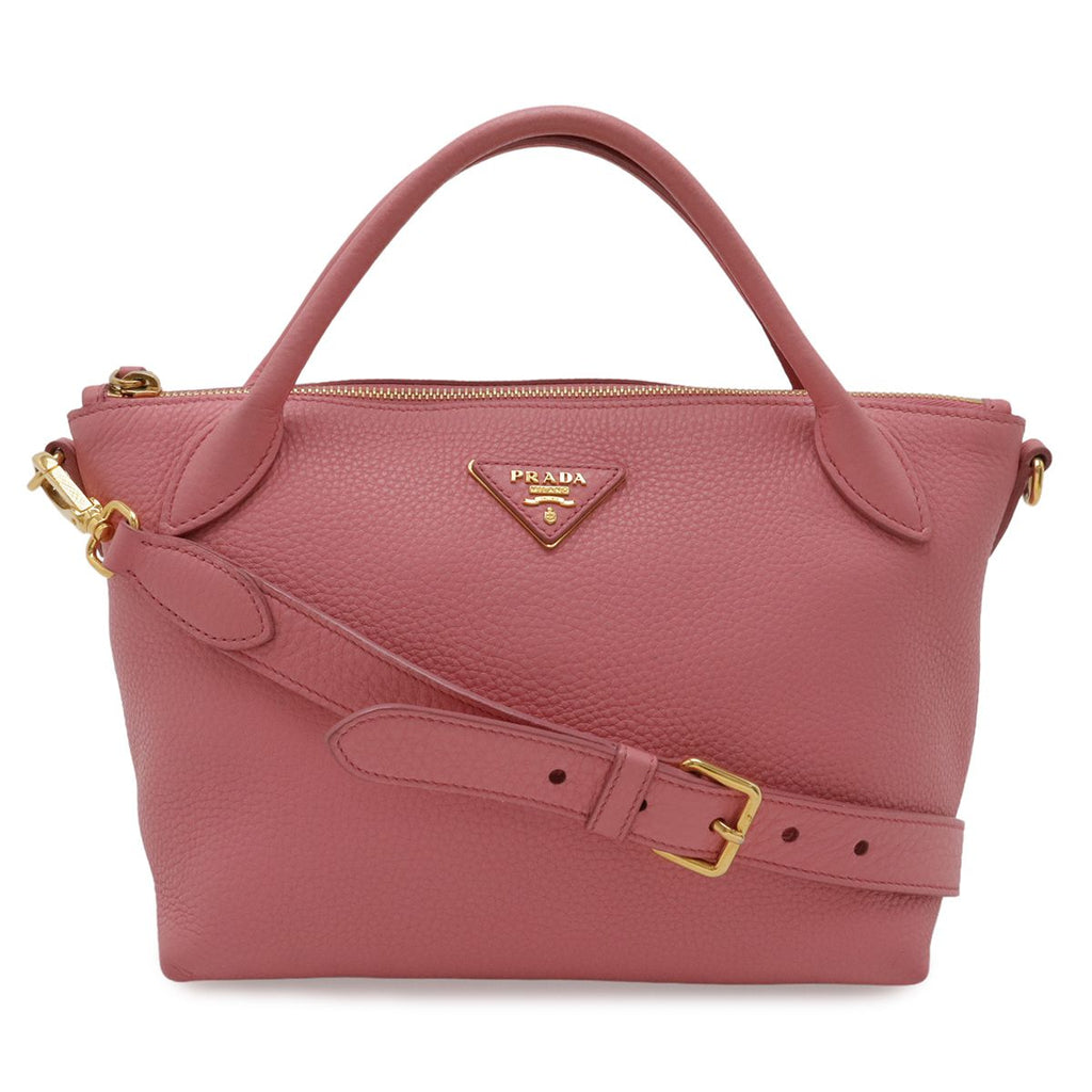 Prada Vitello Daino 2-Way Shoulder Bag Crossbody Pink Gold