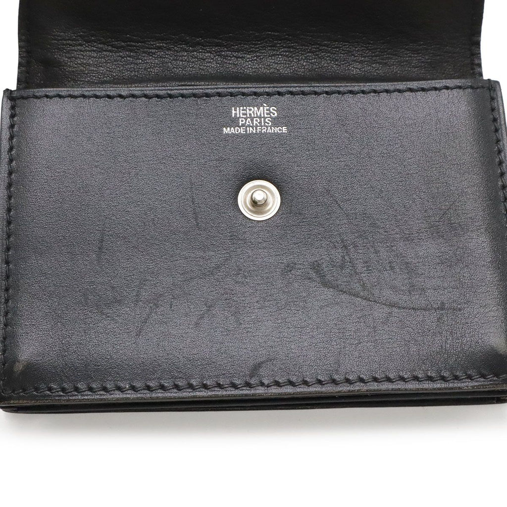 Hermes Sakura Series Button Card Case Business Holder Box Calf Leather Black — view 8