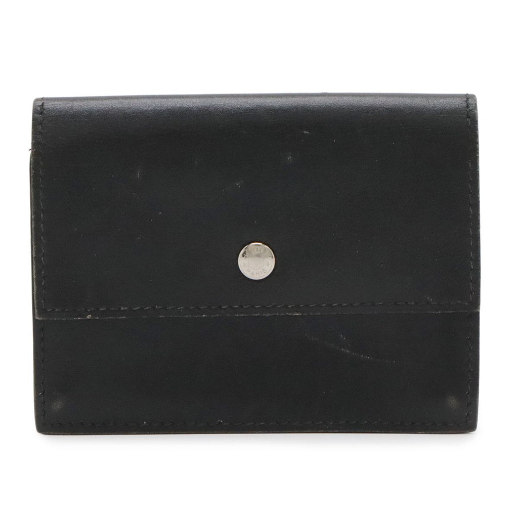 Hermes Sakura Series Button Card Case Business Holder Box Calf Leather Black