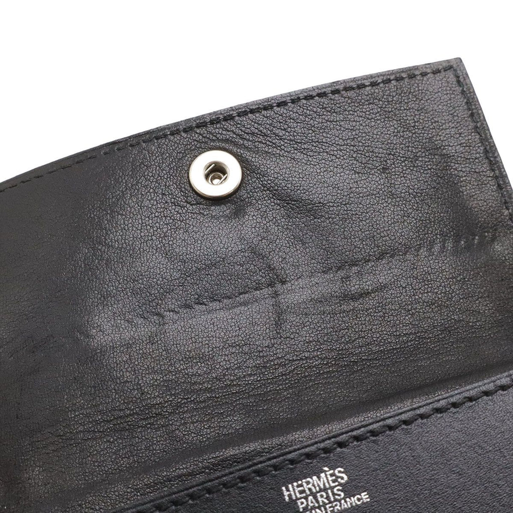 Hermes Sakura Series Button Card Case Business Holder Box Calf Leather Black — view 7