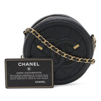 Chanel CC Filigree CC Logo Round Chain Shoulder Bag Pochette Caviar Leather — view 9