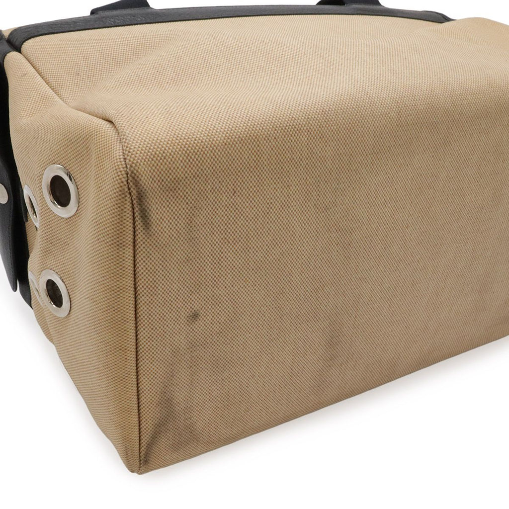 Hermes Sac Transpole Chien Dog Carrier Travel Bag Toile Ash Leather Beige Black — view 3