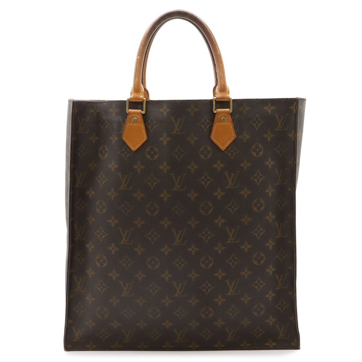 Louis Vuitton Monogram Sac Plat Tote Shopping Business Square
