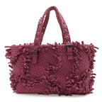 Bottega Veneta Intrecciato Fringe Tote Shoulder Bag Leather Purple Pink