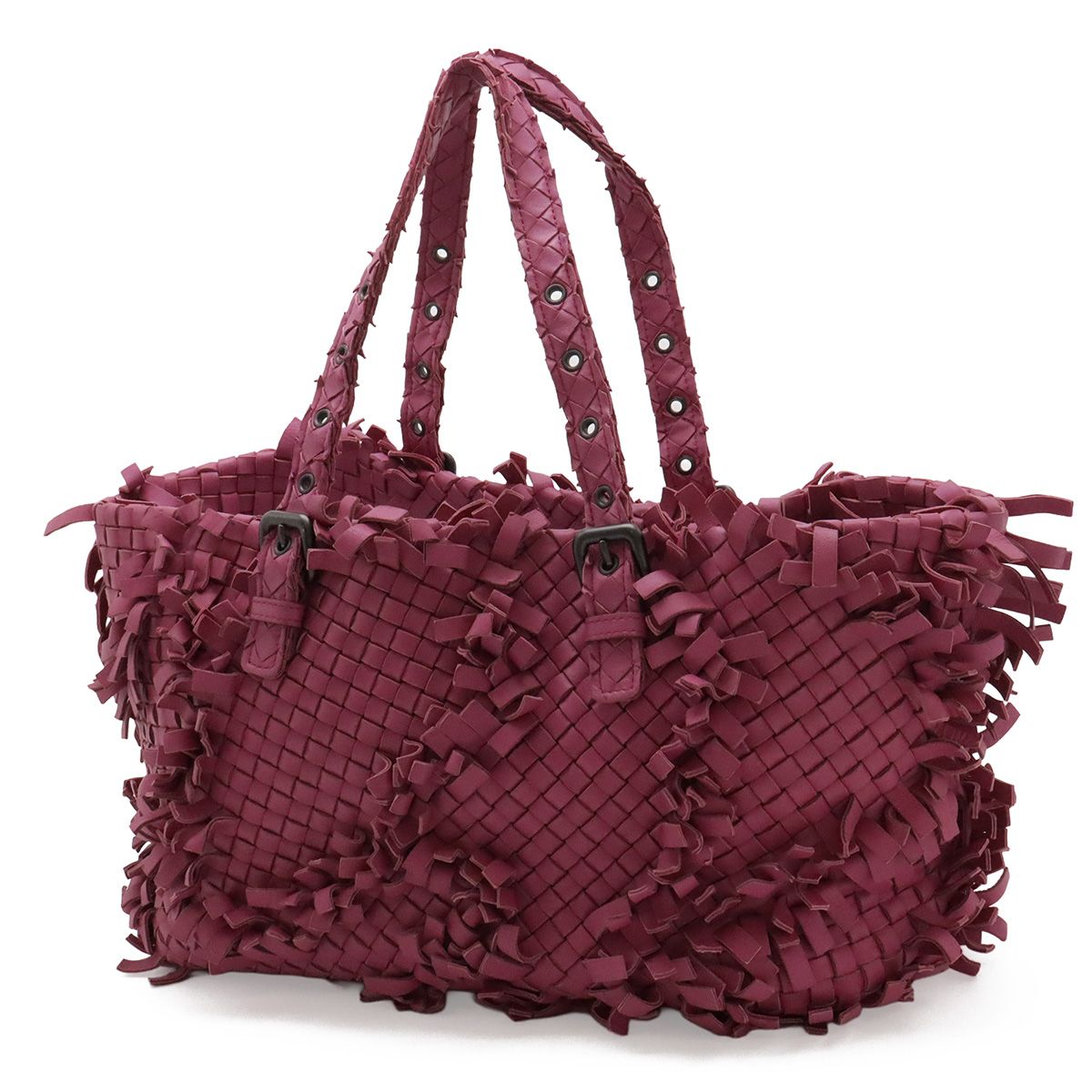 Bottega Veneta Intrecciato Fringe Tote Shoulder Bag Leather Purple Pink — view 2