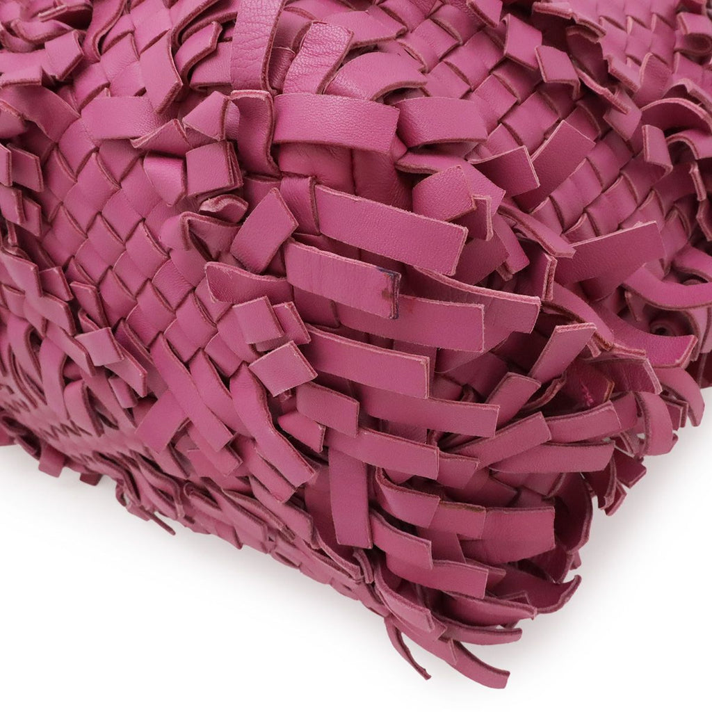 Bottega Veneta Intrecciato Fringe Tote Shoulder Bag Leather Purple Pink — view 3