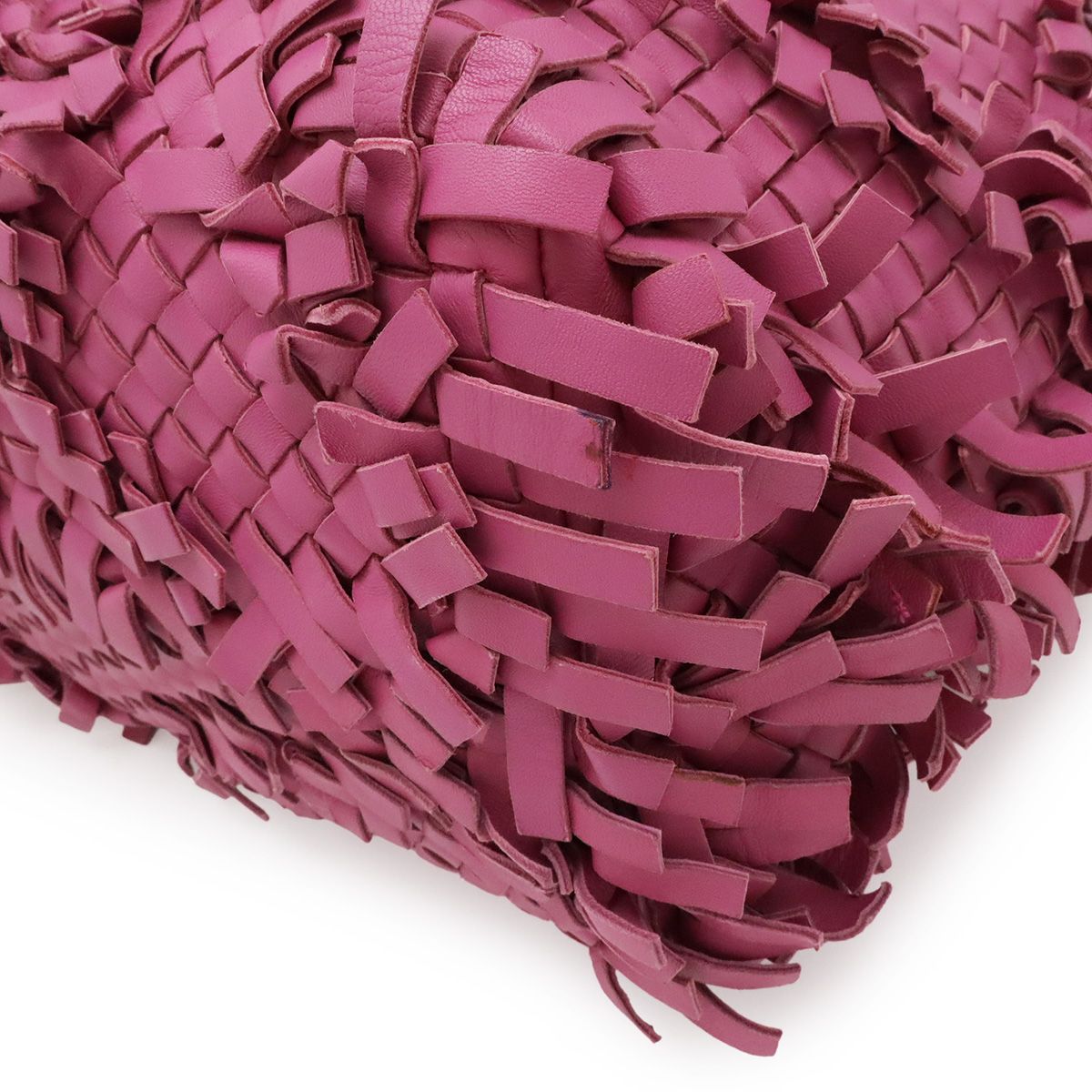 Bottega Veneta Intrecciato Fringe Tote Shoulder Bag Leather Purple Pink — view 3