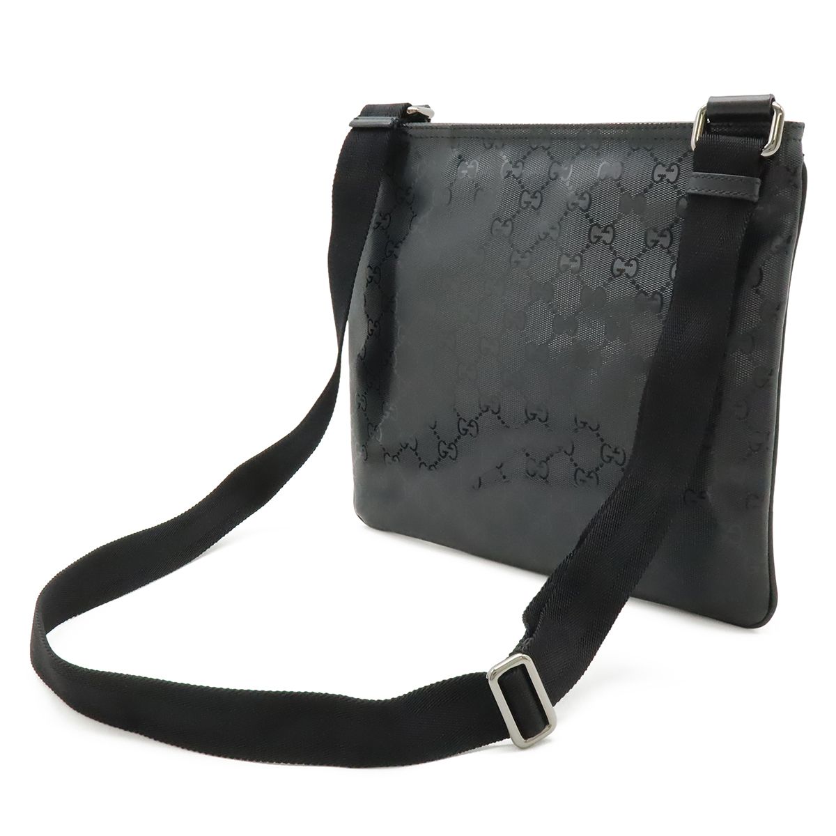 Gucci GG Supreme Shoulder Bag Crossbody Leather Black Silver — view 2