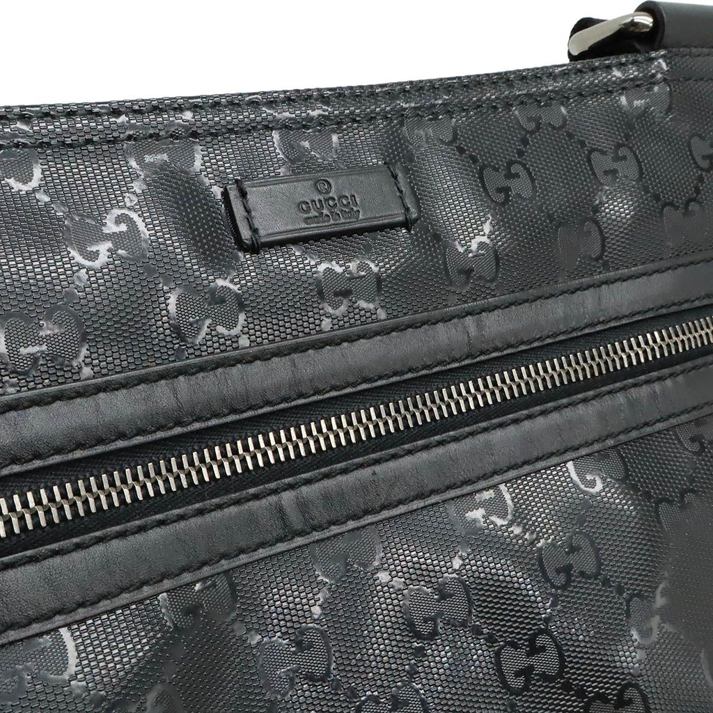 Gucci GG Supreme Shoulder Bag Crossbody Leather Black Silver — view 8