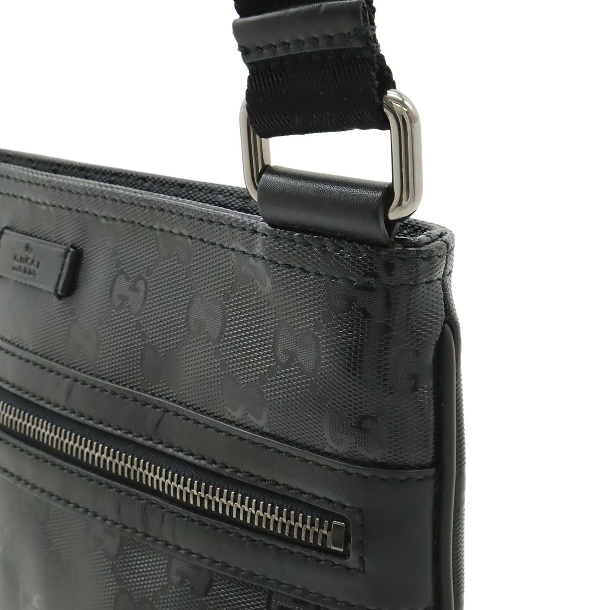 Gucci GG Supreme Shoulder Bag Crossbody Leather Black Silver — view 4