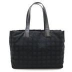 Chanel New Travel Line Tote MM Shoulder Bag Nylon Jacquard Lame Black