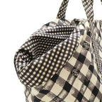 Chanel CC Logo Gingham Check Tote Big Canvas Black White Cruise Collection — view 7