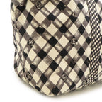 Chanel CC Logo Gingham Check Tote Big Canvas Black White Cruise Collection — view 8