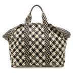 Chanel CC Logo Gingham Check Tote Big Canvas Black White Cruise Collection
