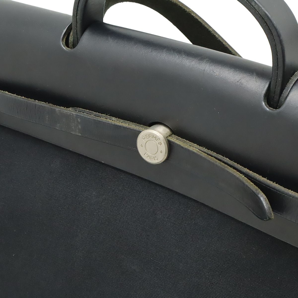Hermes Herbag MM 2-Way Shoulder Bag Toile Officier Leather Black Silver — view 7