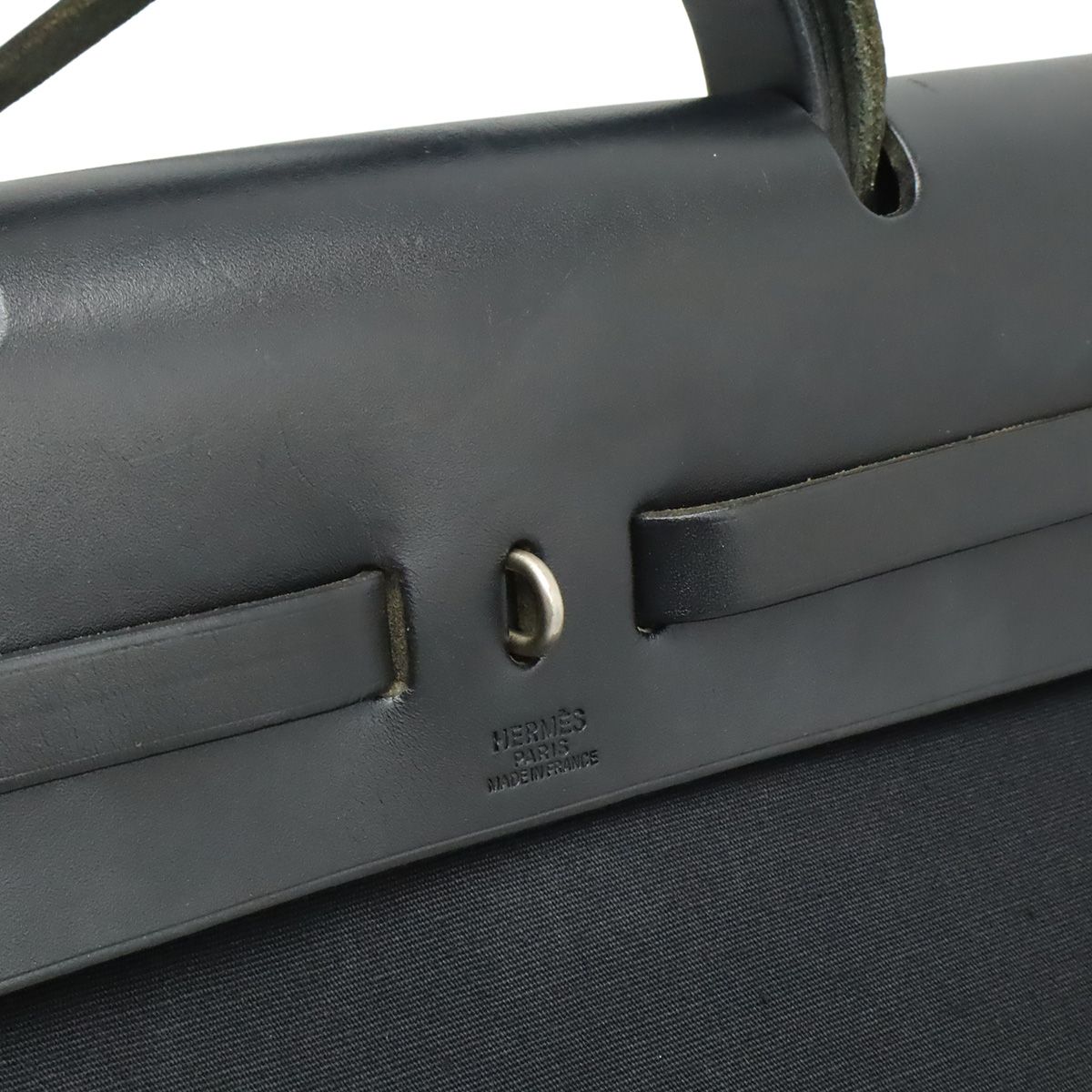 Hermes Herbag MM 2-Way Shoulder Bag Toile Officier Leather Black Silver — view 6